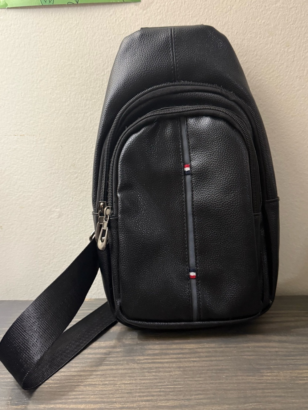 Black Unisex Crossbody Sling Bag 2 Pocket